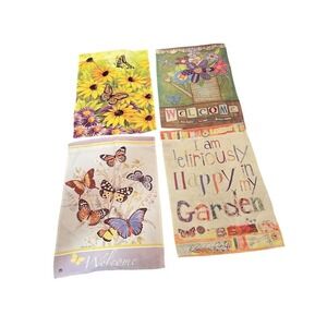 Studio M Set of 4 Outdoor Garden Flags Butterfly‎ & Floral Spring Decor yard